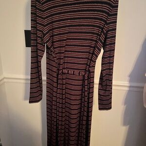 LOFT Navy and Orange Striped Top